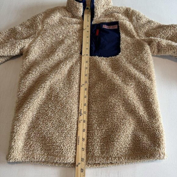 Vineyard Vines Boys Tan Sherpa Pullover Sweater Jacket Large 1/4 Zip Preppy - Picture 6 of 10